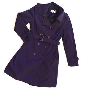 CALVIN KLEIN Plum Double-Breasted Trench Coat - S